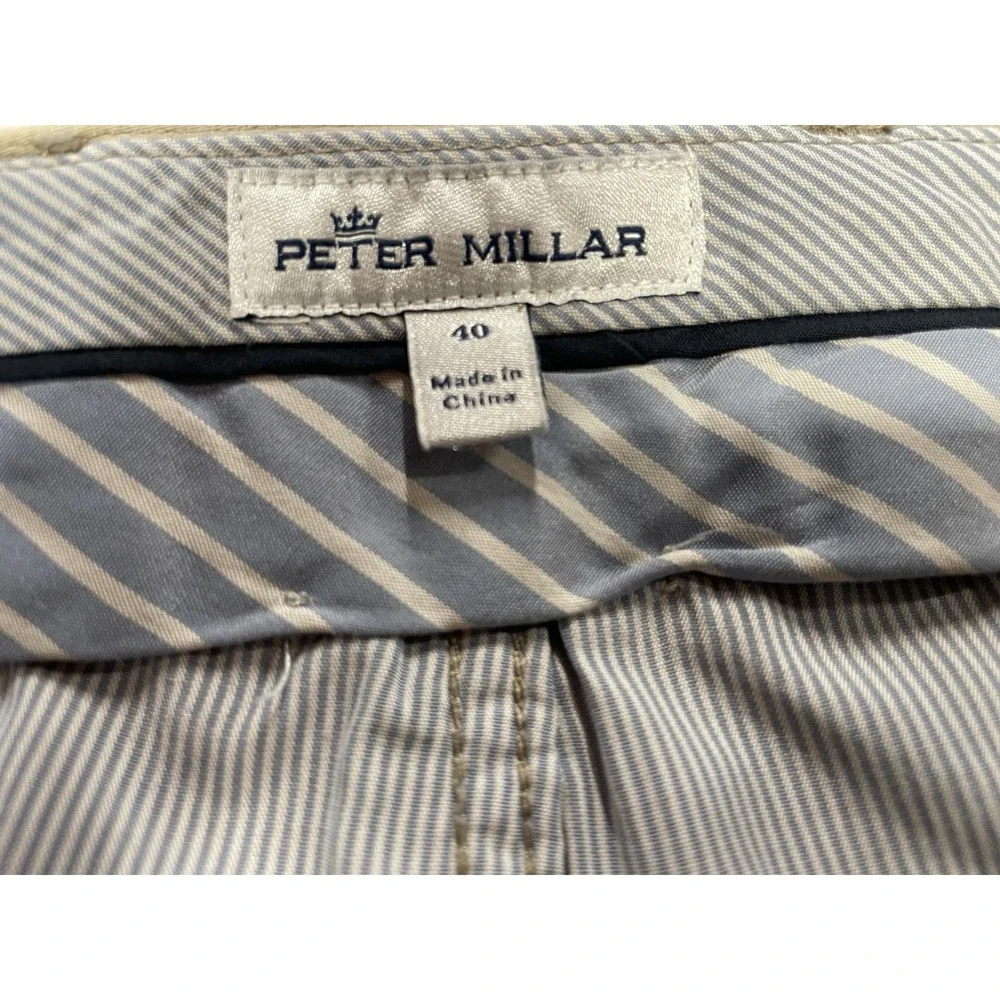 Peter Millar Mens Sz 40 x 26 Beige Khaki Flat Front Pant (CC12)